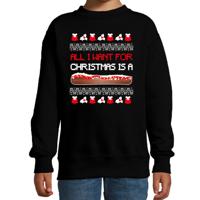 Foute kersttrui/sweater voor jongens/meisjes - All I want for Christmas is - zwart - Frikadel - thumbnail