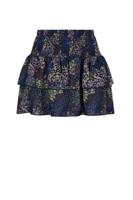 NoNo winter rok meisjes - navy blauw - Nika - smocked, laagjes, denim bloem