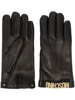 Moschino gants en cuir à plaque logo - Noir - thumbnail