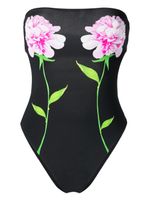 Cynthia Rowley maillot de bain fleuri à épaules dénudées - Noir