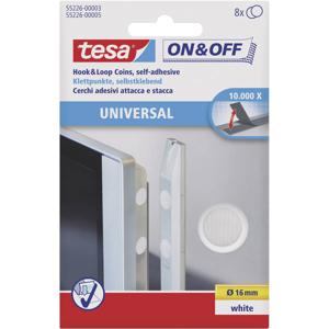 TESA On & Off 55226-03-00 Klittenband punten Om vast te plakken Haak- en lusdeel (Ø) 16 mm Wit 8 paar