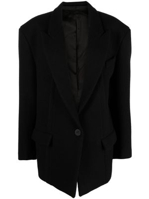 The Attico manteau crop Glen à simple boutonnage - Noir