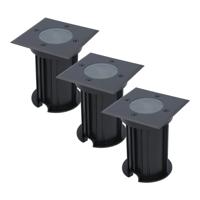 Set van 3 Ramsay LED Grondspots - Vierkant - Dimbaar - GU10 - Excl. Lichtbron - Tuinspot - Zwart - IP67 waterdicht - Overrijdbaar voor de Oprit, Tuin en Terras