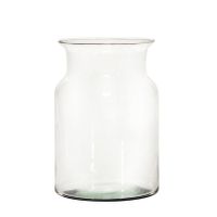 Bellatio Design grote ronde bloemenvaas Cartagena - helder transparant glas - 40 x 19 cm   -