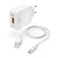 Hama Snellader Met Oplaadkabel USB-C Qualcomm® 19,5 W 1,5 M Wit