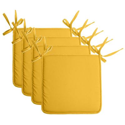 Stof Textile Home stoelkussens - 4x - geel - 38 x 38 x 3 cm - voor binnen - vierkant