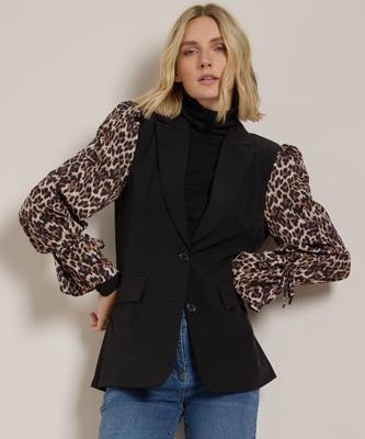 blazer met panterprint mouw blazer met panterprint mouw