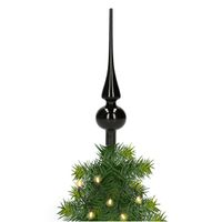 Glazen kerstboom piek/topper zwart mat 26 cm - thumbnail