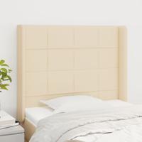 Hoofdbord met randen 103x16x118/128 cm stof crèmekleurig