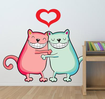 Muursticker katjes liefde