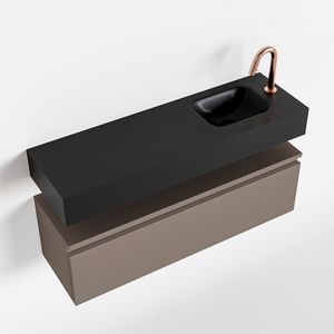 Toiletmeubel Mondiaz Andor | 100 cm | Meubelkleur Smoke | Lex vrijhangend wastafel Urban Rechts | 1 kraangat