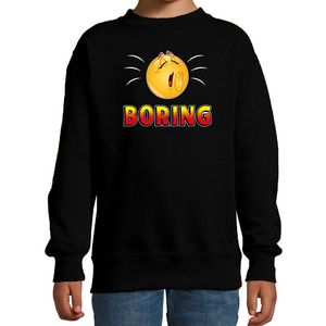 Boring emoticon fun trui kids verveling zwart 14-15 jaar (170/176)  -