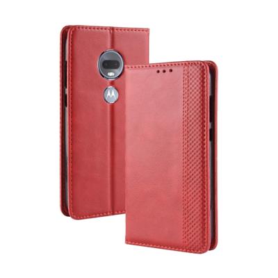 Magnetische Buckle retro textuur horizontale Flip lederen case voor Motorola Moto G7 met houder & kaartsleuven & portemonnee (rood)