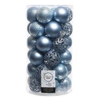 IJsblauwe kerstversiering kerstballen set kunststof 6 cm 36 stuks