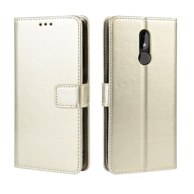 Retro Crazy Horse textuur horizontale Flip lederen draagtas voor Nokia 3 2 met houder & kaartsleuven & fotolijstjes (goud)