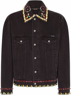 Dolce & Gabbana veste en jean à ornements en pierres - Noir