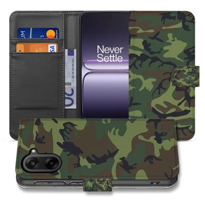 OnePlus Nord CE 5 | Bookcase | Hoesje met Camouflage Leger Donker Design, Pasjes en Magnetische Sluiting