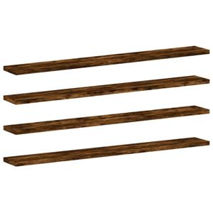 vidaXL Wandschappen 4 st 80x10x1,5 cm bewerkt hout gerookt eikenkleur