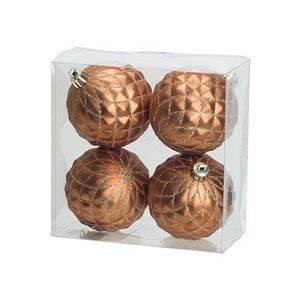 Kerstversiering/kerstdecoratie kerstballen koper 8 cm 4x - Kerstbal