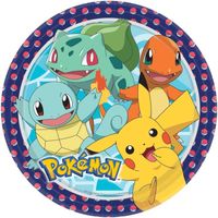 Kinderfeestje bordjes 22,8cm Pokemon 16 stuks tafeldecoratie - Feestbordjes