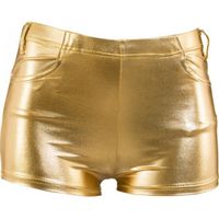 Hotpants goud voor dames verkleed broekje - thumbnail