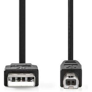 USB-Kabel | USB 2.0 | USB-A Male | USB-B Male | 10 W | 480 Mbps | Vernikkeld | 0.50 m | Rond | PVC |