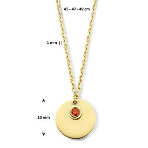 Ketting Graveerplaatje Geboortesteen Januari geelgoud-zirconia rood 45-49 cm