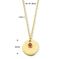 Ketting Graveerplaatje Geboortesteen Januari geelgoud-zirconia rood 45-49 cm - thumbnail