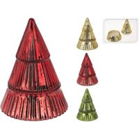 Geurkaars in everlands kunstkerstboom glas met deksel