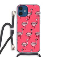 Flamingo: iPhone 12 Transparant Hoesje met koord