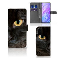 Samsung Galaxy S20 Plus Telefoonhoesje met Pasjes Zwarte Kat - thumbnail