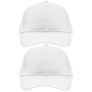 2x stuks 6-panel baseball witte caps voor volwassenen