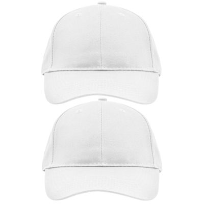 2x stuks 6-panel baseball witte caps voor volwassenen