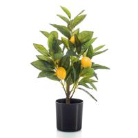 Kunstplant citrusfruit citroen boom in binnenpot - 40 cm - geel