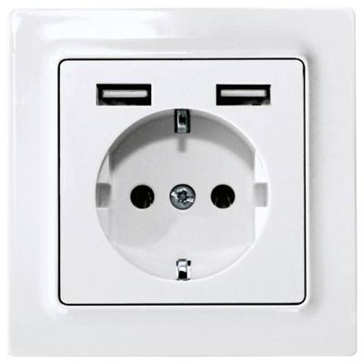 Eltako DSS55E+2xUSBA-pg Stopcontact Inbouw (in muur), Schroefbevestiging