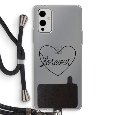 Forever heart black: OnePlus 9 Transparant Hoesje met koord