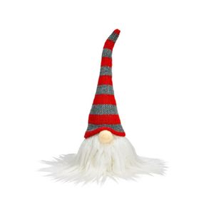 Pluche gnome/dwerg decoratie pop/knuffel wit/rood/grijs 24 cm