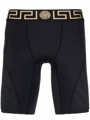 Versace short de cyclisme à bande Greca - Noir
