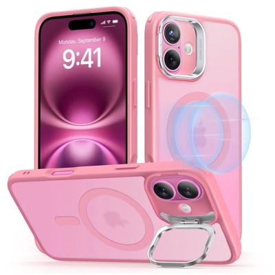 iPhone 16 Classic Hybrid Case with Stash Stand (HaloLock) - Frosted Pink