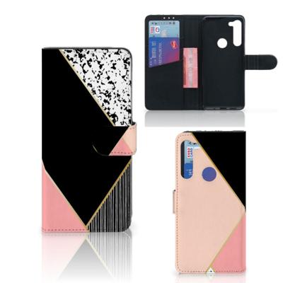 Motorola G8 Power | Book Case | Zwart Roze Vormen
