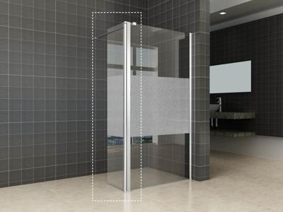 Wiesbaden Zijpaneel 35 x 200 cm met scharnierprofiel rechts chroom met 10 mm NANO ged.matglas