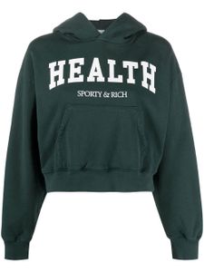 Sporty & Rich hoodie crop Health en coton - Vert