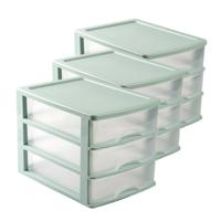 PlasticForte Ladeblok - Voordeelset van 3x stuks - groen - 3 lades - L35,5xB27xH26 - bureau organize