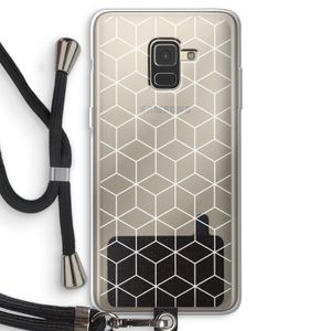 Zwart-witte kubussen: Samsung Galaxy A8 (2018) Transparant Hoesje met koord