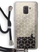 Zwart-witte kubussen: Samsung Galaxy A8 (2018) Transparant Hoesje met koord