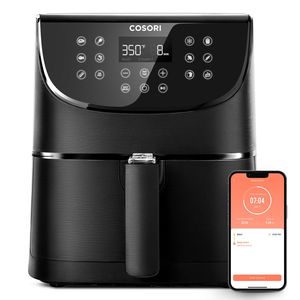 Cosori CS158-AF-RXB Airfryer 5.5 l 1700 W Appbased, Anti-aanbaklaag, Met display, BPA-vrij, Oververhittingsbeveiliging, Timerfunctie Zwart