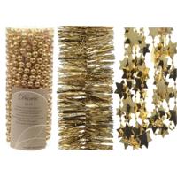 Decoris Kerstslingers - set 3x st - goud - kunststof - kerstboomversiering - slingers Decoris Kerstslingers - set 3x st - goud - kunststof - kerstboomversiering - slingers