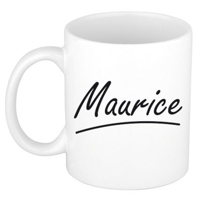 Naam cadeau mok / beker Maurice met sierlijke letters 300 ml Naam cadeau mok / beker Maurice met sierlijke letters 300 ml