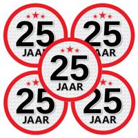 25 jaar leeftijd sticker - 5x - rond - Dia 15 cm - 25 jaar verjaardag - jubileum - leeftijd versieri