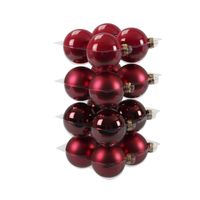 Othmar kerstballen - 16x st - rood/donkerrood - 8 cm - glas - Kerstbal - thumbnail